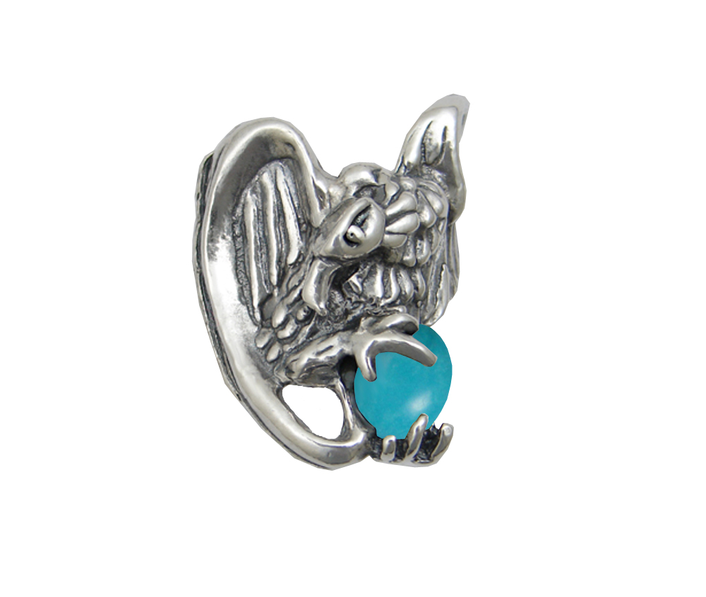 Sterling Silver Heavy Weight Vulture Ring With Turquoise Size 12 Sterling Silver Heavy Weight Vulture Ring With Turquoise Size 12
